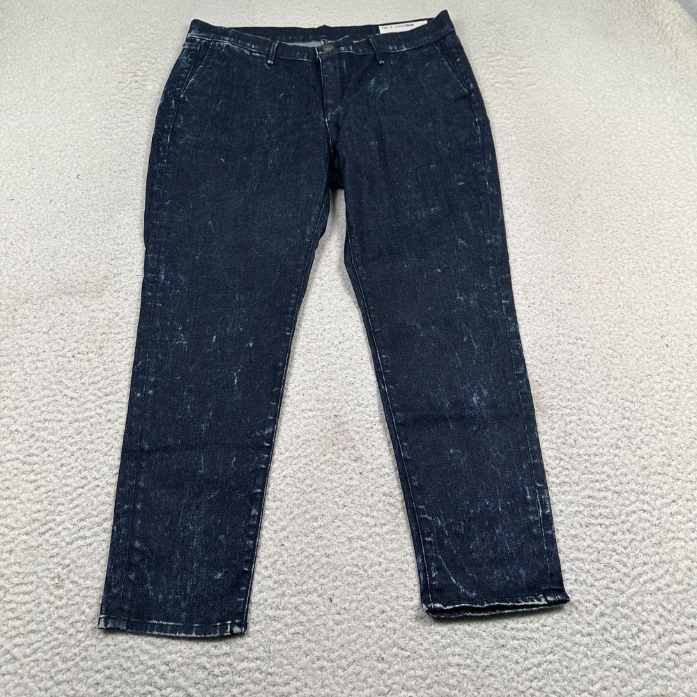 Rag & Bone Jeans Womens *30 Mid Rise Crop Straight Ice Blue Dark Acid Wash Denim